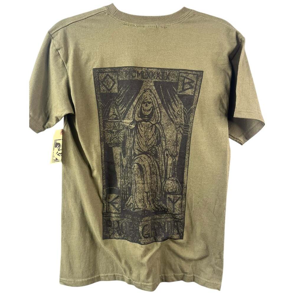 Obey army green black reaper short sleeve tee shirt 100% cotton small NWT